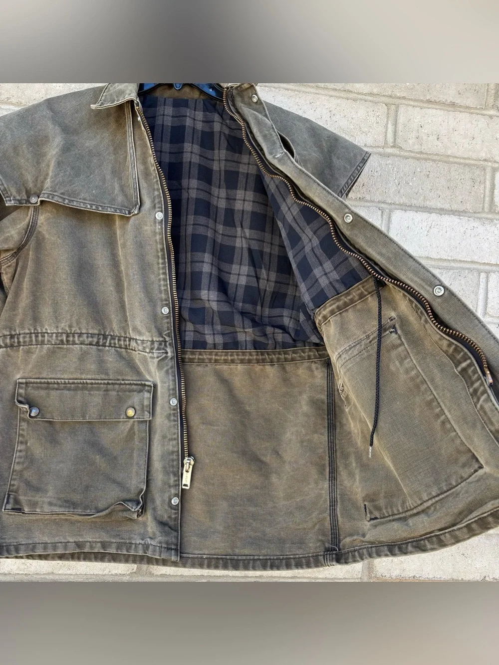 VINTAGE CARHARTT Brown DUSTER CHORE CAPE COAT JACKET Large Distressed Faded